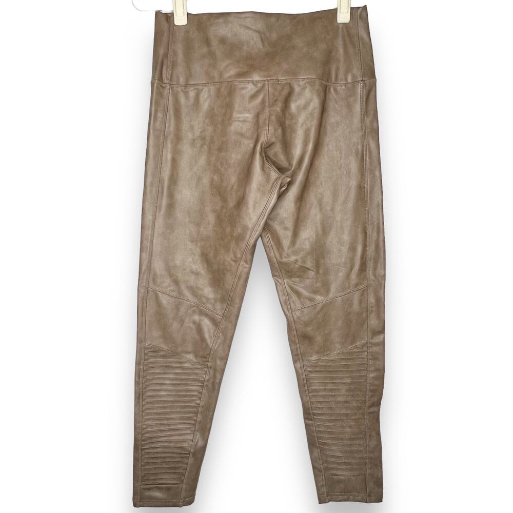 NWT 7 For All Mankind Tan Faux Leather Moto Pants Size Large - Picture 3 of 8